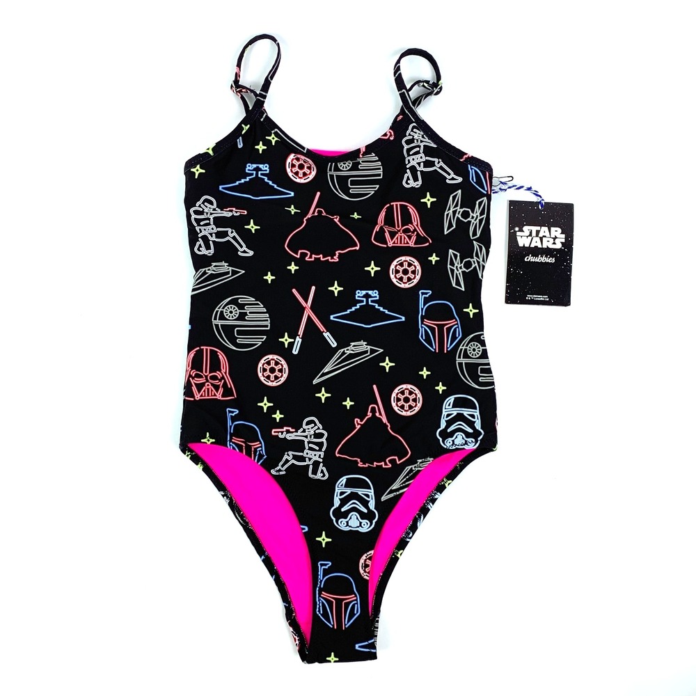 Chubbies x Star‎ Wars One Pc Swimsuit The Always In Charge Womens XS Black Pink